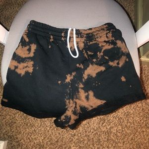 Bleach dyed sweat shorts- size adult small